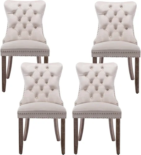 Miniatura 49 de Silla de comedor copetuda moderna de terciopelo para comedor, sillas de comedor tapizadas con remache de clavo, anillo trasero para cocina, comedor