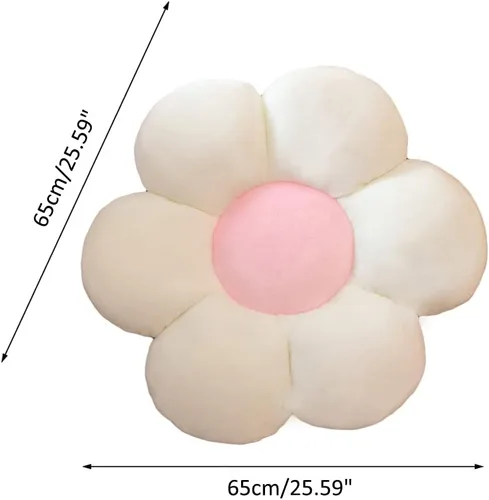 Miniatura 4 de lannery Almohadas de felpa de flores, cojín de suelo de flores para leer, habitación, ver la televisión (25.6 pulgadas, blanco-1)