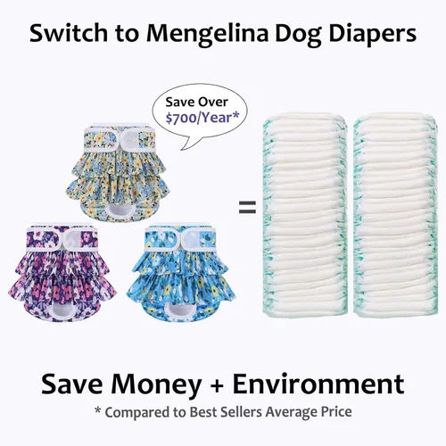Miniatura 4 de Pañales Reutilizables para Perras Hembras Paquete de 3 Pañales Lavables Altamente Absorbentes para Perras, Pañales Flexibles para Perras, A Prueba