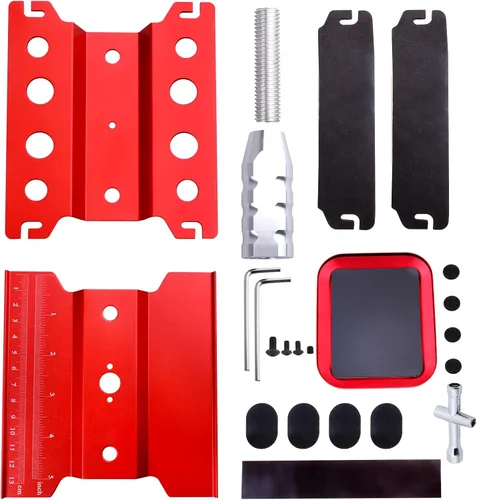 Miniatura 8 de Soporte de trabajo para auto a control remoto, estación de trabajo de reparación de aluminio, rotación de 360 grados, inferior con bandeja de Rojo