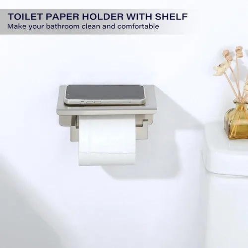 Miniatura 5 de Alise Soporte de papel higiénico, soporte de papel higiénico de baño con estante, dispensador de almacenamiento de rollos de papel higiénico