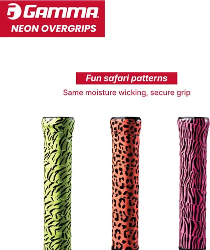 Miniatura 5 de GAMMA Overgrips deportivos de neón para tenis – Alto rendimiento y absorción de humedad, también para pickleball, pádel, raqueta Sports OG – Dri