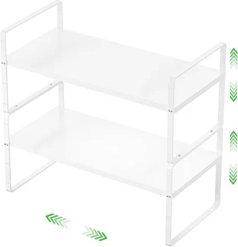 Miniatura 9 de Estante de almacenamiento expandible para gabinete, organizador apilable para cocina, baño, despensa, armario de especias, encimera, escritorio