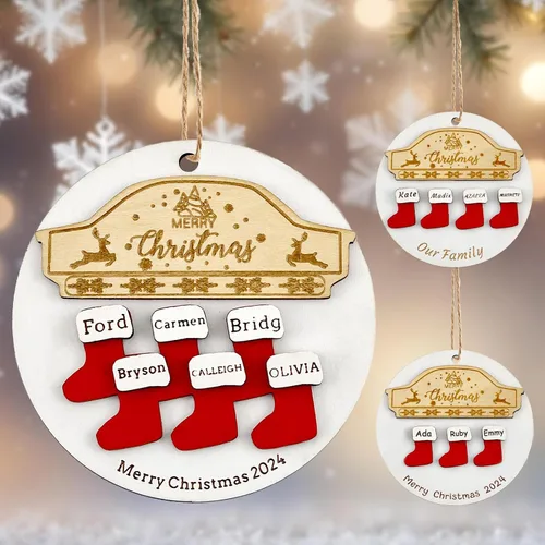 Miniatura 11 de Adornos de Navidad personalizados 2025 con nombres, adornos de madera personalizados de Navidad, adornos de pata personalizados, regalos