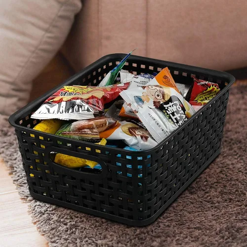 Miniatura 7 de Kiddream Juego de 6 cestas de almacenamiento de tejido de plástico para despensa (negro)