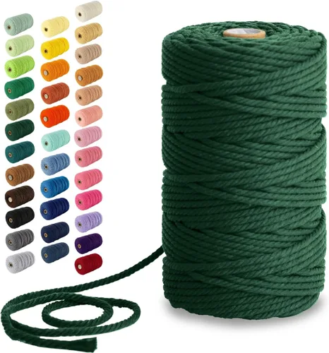 Miniatura 129 de Nook Theory - Cuerda de macramé de 3 mm, 220 yardas de cuerda de algodón, hilo de 4 mm y 5 mm, cuerda para manualidades, perfecta para colgantes