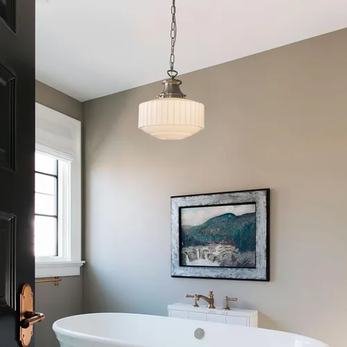 Miniatura 8 de Vintage Milk Glass Pendant Light Fixtures, 10.63" Milk Glass Chandelier, Brushed Nickel Pendant Lights Kitchen Island, Milk Glass Pendant Light for