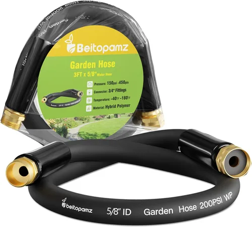Miniatura 14 de Beitopamz Manguera de Jardín Corta de 1 pie x 5/8 pulgadas de Macho a Hembra, Manguera de Agua Pequeña Resistente, Conector de Extensión, Manguera