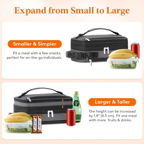 Miniatura 5 de Lifewit Lonchera expandible para hombres, bolsa de almuerzo aislada, bolsa enfriadora portátil con correas para el hombro y 2 paquetes de hielo