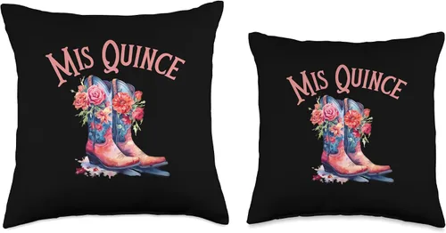 Miniatura 3 de Mis Quince 15th 2022 Birthday Party T Co. Mis Quince Camisa de Quinceañera Party Boots Throw Pillow, 16 x 16 pulgadas, multicolor