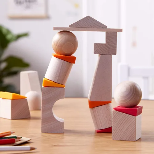 Miniatura 6 de HABA Juego de bloques de madera con tarjetas de patrón, juego de bloques de madera para edades de 4 a 8 años para habilidades motoras finas, hecho