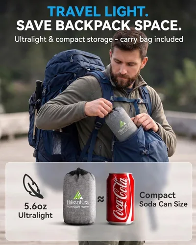 Miniatura 6 de Almohada de camping Hikenture con funda extraíble - Almohada inflable ultraligera para soporte lumbar y cervical - Almohada de mochila mejorada