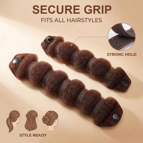 Miniatura 3 de QUUPY Estilizador de cabello (3 piezas, 1 grande + 2 pequeño), fabricante de anillos de moño en forma de dona para mujeres y niñas