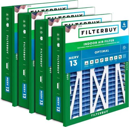 Miniatura 22 de Filterbuy Filtro de aire 10x17x2 MERV 13 Defensa Óptima contra Humo y Alergias (Paquete de 4), Filtros Exteriores Plisados Electrostáticos