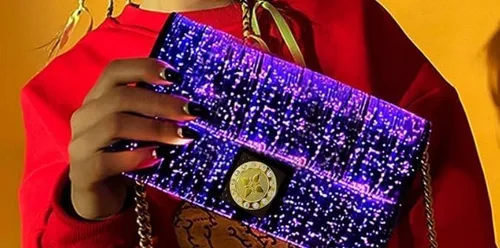 Miniatura 7 de Bolsos cruzados LED para mujer, bolso cruzado pequeño con luz, 7 colores, mini bolso para fiesta, Negro