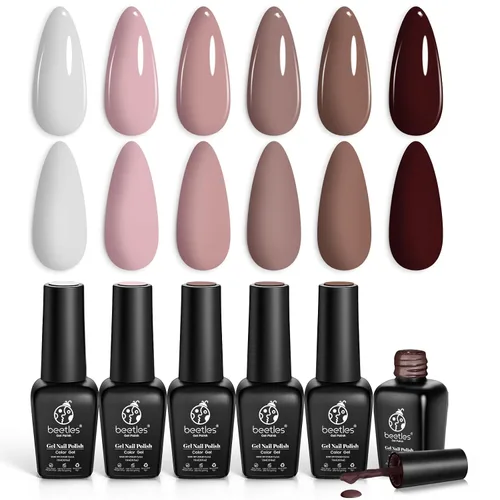 Miniatura 8 de Beatles Colección Coffee Cafe - Juego de esmaltes de uña de gel en colores marrón, neutro, beige, malva, perfectos para el otoño/invierno, kit