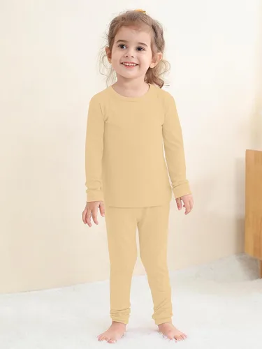 Miniatura 12 de GUISBY Conjunto de pijama de rayón de bambú para niños y niñas, ajuste cómodo, para uso diario, conjunto de pijama de 2 piezas