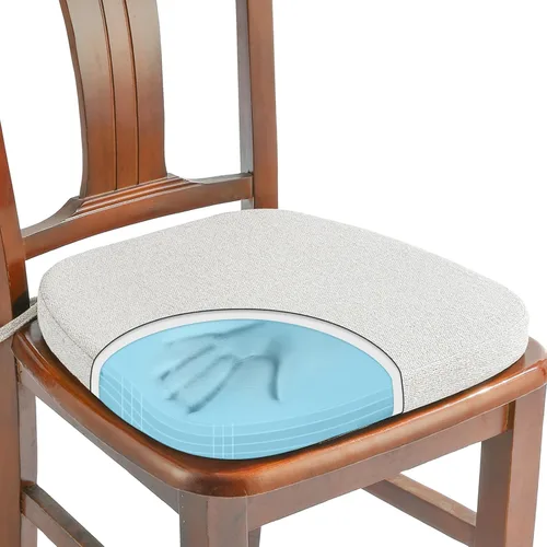 Miniatura 33 de SINOSSO Paquete de 4 cojines de espuma viscoelástica para sillas de comedor, tela tejida amigable de 16 pulgadas en forma de U, cómodas almohadillas