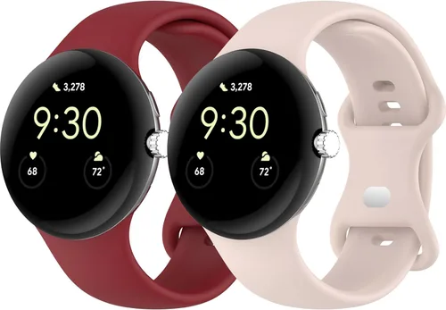 Miniatura 9 de Paquete de 2 correas para Google Pixel Watch 3 de 1.614 pulgadas/Pixel Watch 2/Pixel Watch, para mujeres y hombres, correa de silicona suave