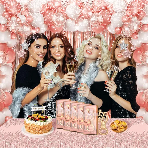 Miniatura 5 de 24 cajas de abrebotellas de cumpleaños 55 con temática de oro rosa, adecuado para regalos de fiesta de boda, regalos de fiesta de cumpleaños