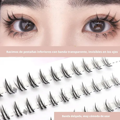 Miniatura 4 de DAODER - Extensiones de pestañas en racimo de pestañas inferiores, 90 unidades, aspecto natural, pestañas transparentes para pestañas inferiores