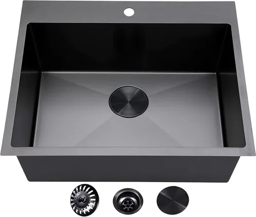 Miniatura 10 de VCCUCINE - Fregadero de cocina de 21 x 20 pulgadas, fregadero de cocina pequeño de acero inoxidable calibre 16, cuenco individual para exteriores