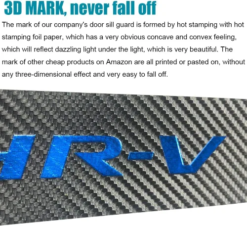 Miniatura 5 de LEXLEY Protector de umbral de puerta de cuero estilo fibra de carbono para HRV HR-V Explorer 2015-2022, protector de placa antirasguños sucios, Azul