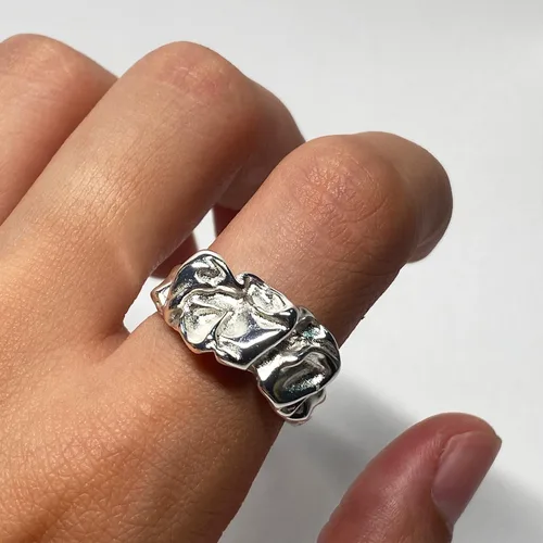 Miniatura 18 de Anillos de banda ancha de plata de ley 925 vintage hechos a mano para mujeres/hombres, anillo ajustable para el pulgar