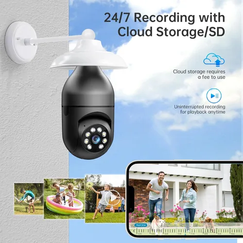 Miniatura 6 de WESECUU Cámara de seguridad de bombilla - WiFi 5G y 2.4GHz 2K, cámaras de seguridad inalámbricas para exteriores con detección de movimiento