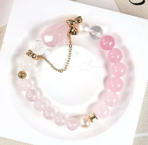 Miniatura 226 de Precious Gemstone Natural Crystal Healing Bracelet, Rutilated Quartz, Moonstone, Quartz Handmade Original Design Bracelet