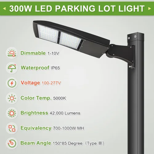 Miniatura 2 de Luces LED de estacionamiento de 300 W, 20 KV de protección contra sobretensiones luces LED para caja de zapatos con montaje directo de brazos, 5000K