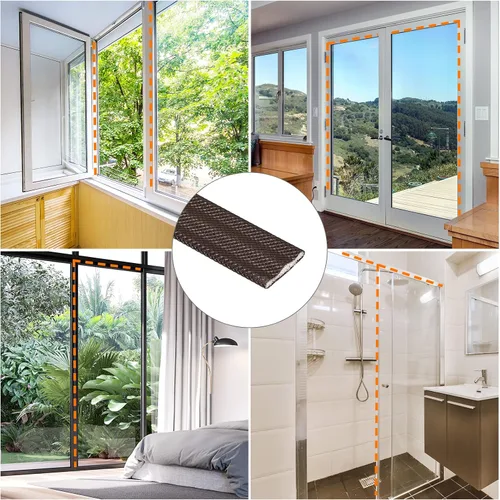Miniatura 7 de uxcell Burlete para marco de puerta, 21 pies x 0.43 pulgadas, tira de espuma autoadhesiva para ventana, tira de espuma flexible insonorizada