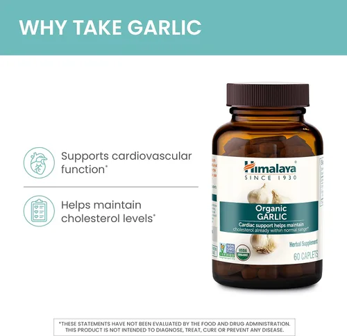 Miniatura 5 de Himalaya Ajo orgánico, para la salud total del corazón, colesterol y apoyo inmunológico, 1.400 mg, 60 cápsulas, suministro de 15 días