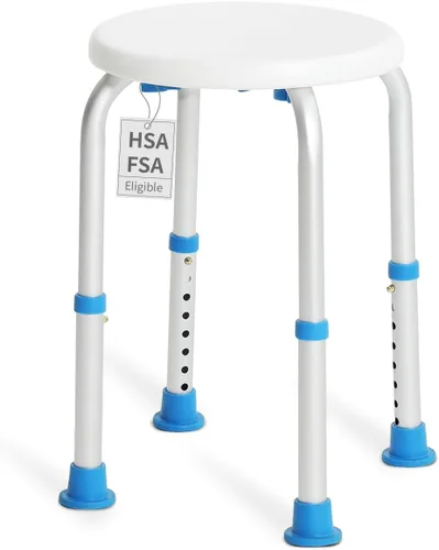 SOUHEILO Silla de ducha ajustable para ducha interior, taburete de ducha redondo elegible para HSA/FSA para bañera interior, asiento de ducha sin