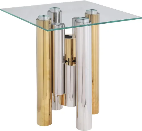 Miniatura 10 de Mesa de centro rectangular moderna de vidrio con parte superior de cristal templado negro y marco de acero inoxidable para sala de estar