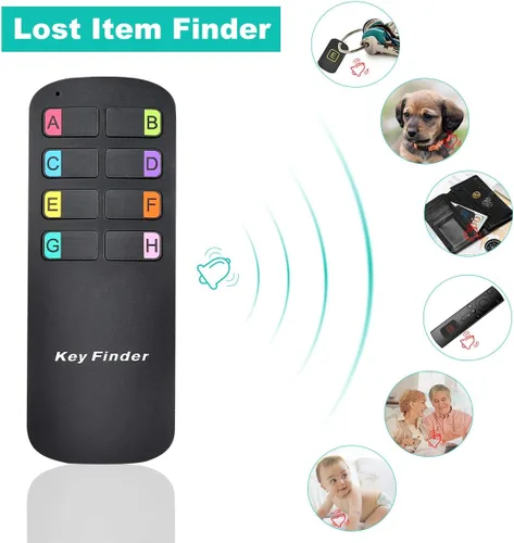 Miniatura 3 de Localizador de llaves, localizador inalámbrico de artículos RF con letras, localizador de llaves con sonido de pitido fuerte de 85DB y control