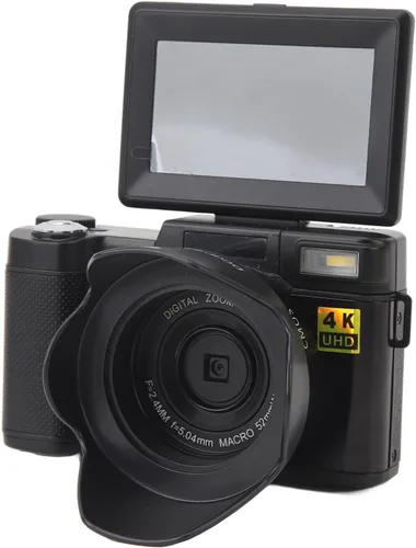 Cámara digital para fotografía, cámara de vlogging 4K 48MP con pantalla abatible de 3 pulgadas, zoom 16X anti vibración y función de embellecimiento