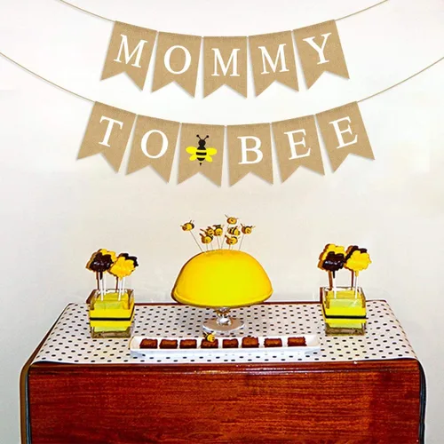 Miniatura 4 de Rainlemon Cartel de arpillera de yute para mamá y abejorro, tema de abejorro para niño, niña, baby shower, decoración de fiesta