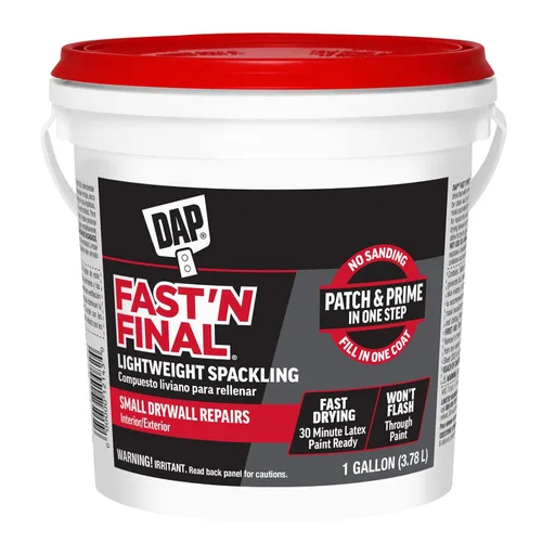 Dap 12140 Fast N Final Masilla selladora para interiores o exteriores, de 1/2 pinta., 12143