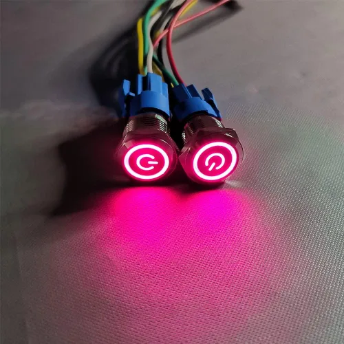 Miniatura 2 de Gebildet 2 piezas Botón de presión de cierre LED azul impermeable 110-230VAC/15Amp 16 mm Interruptor de botón de acero inoxidable impermeable