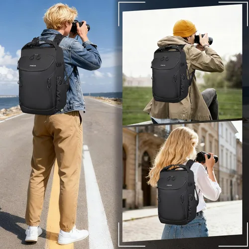 Miniatura 8 de MOSISO Mochila impermeable para cámara, DSLR/SLR/SLR/sin espejo, mochila grande para fotografía con compartimento superior enrollable expandible