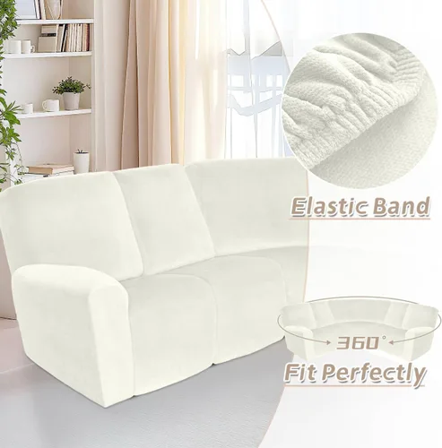 Miniatura 31 de Arfntevss Fundas de sofá seccional reclinable de terciopelo, Funda de sofá seccional de esquina para sofá reclinable, Funda elástica suave