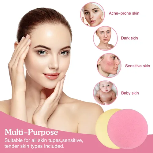Miniatura 6 de 120 esponjas faciales comprimidas, esponja limpiadora facial, esponja de eliminación de maquillaje, esponja redonda exfoliante para mujeres, niñas