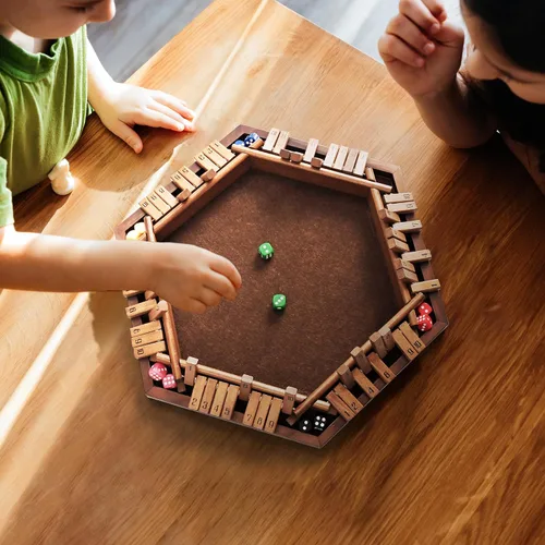Miniatura 6 de Ropoda Juego de mesa de dados Shut the Box (cierra la caja) de 6 vías - Juego de dados de madera mejorado para 1-6 jugadores, para adultos y niños