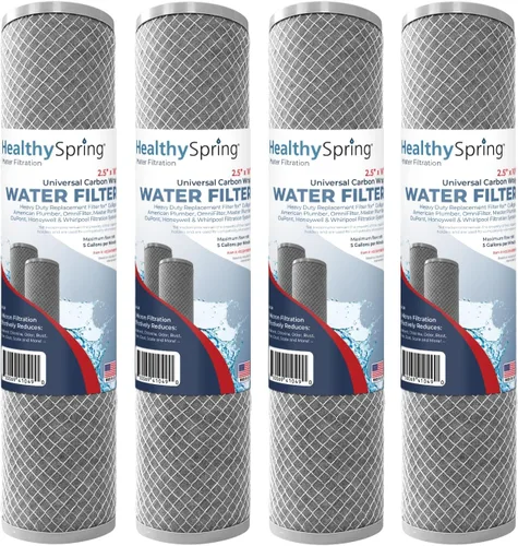 Fabricado en Estados Unidos, 5 micrones, 2.5 x 10 pulgadas, cartucho de filtro de agua para sedimentos de carbono CTO para toda la casa compatible