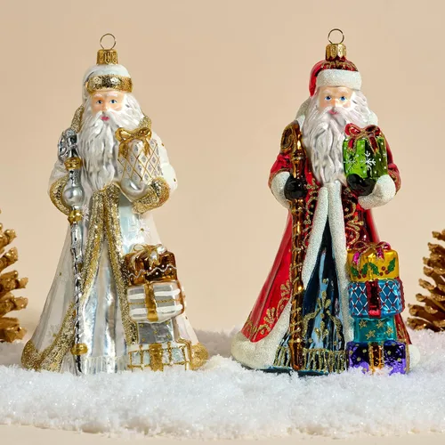 Miniatura 9 de Colección 2025 de Miss Christmas Adorno festivo de Papá Noel de 7.5 pulgadas de vidrio soplado para árbol de Navidad (Papá Noel elegante en blanco)