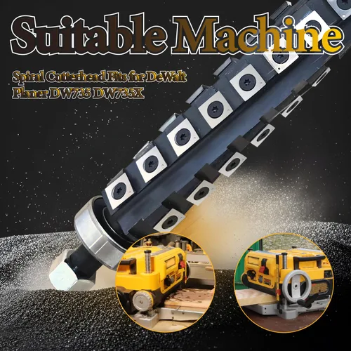 Miniatura 3 de Cabezal de corte en espiral para DeWalt Planer DW735 DW735X Cepillo de espesor 13 pulgadas Cabezal de corte en espiral con insertos de carburo