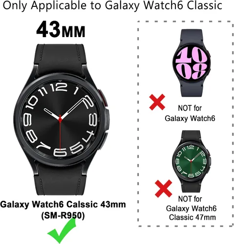 Miniatura 2 de Funda de reloj 2 en 1 para Samsung Galaxy Watch 6 Classic de 1.693 in (SM-R950), cubierta protectora de policarbonato con anillo bisel de diamantes