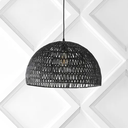 Miniatura 9 de JONATHAN Y JYL6504C Lámpara Colgante de Cúpula Tejida de 20", Luminaria Colgante Bohemia de Granja con Altura Ajustable para Isla de Cocina, Negro