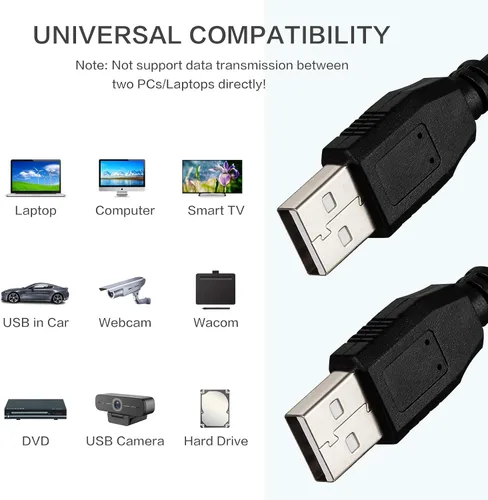 Miniatura 3 de Cable de extensión USB 2.0 de 25 pies tipo A macho a tipo A macho AM a AM negro